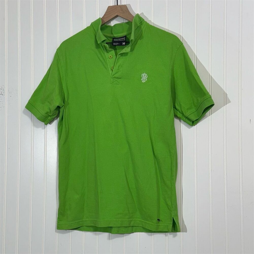 Southpole Polo‎ Shirt Men’s M Neon Green Y2K 2000s Streetwear Skate Preppy Retro
